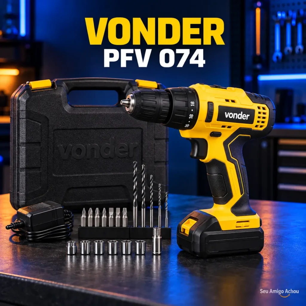 Parafusadeira Vonder PFV 074 12V com acessórios