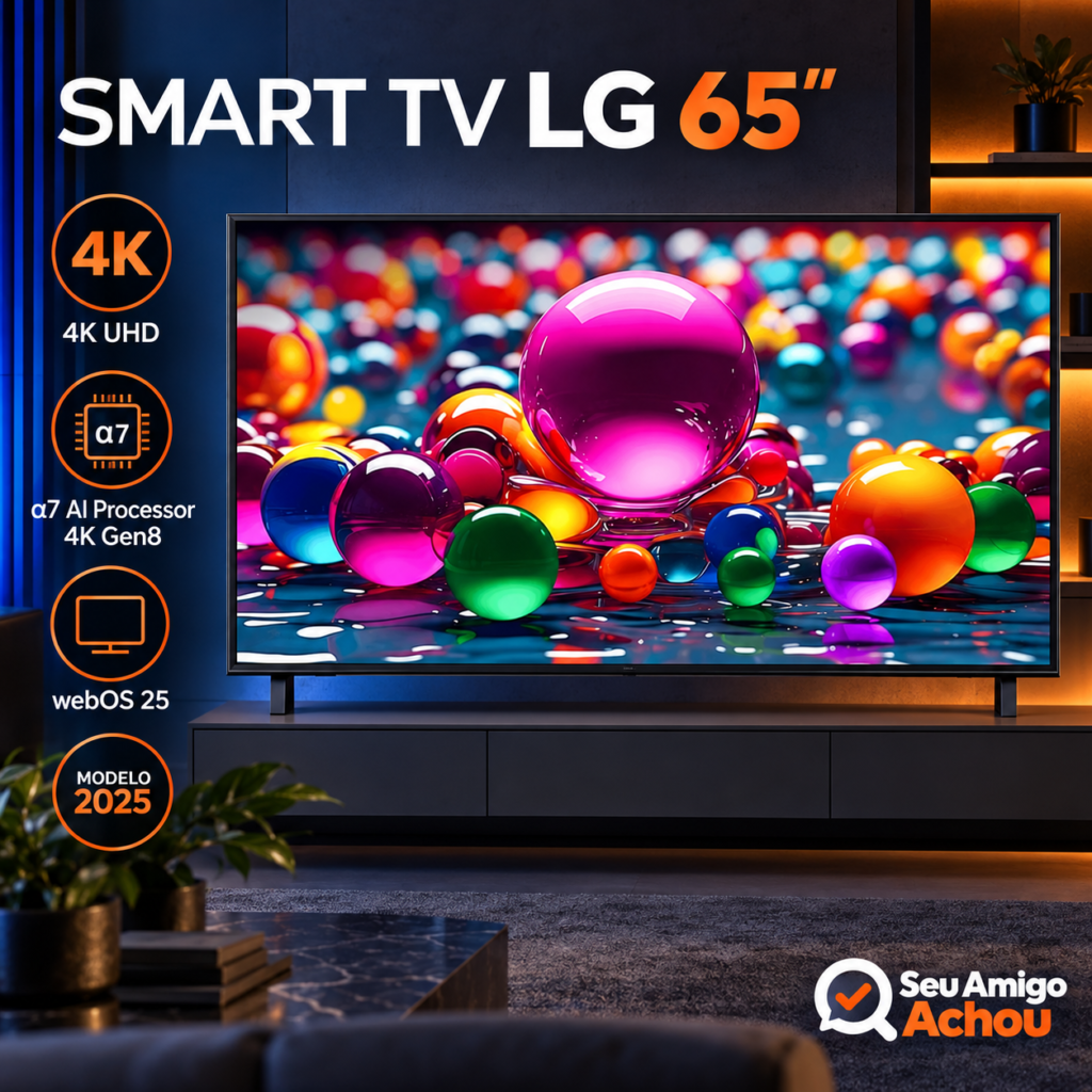 Smart TV LG 65UA7500PSA de 65 polegadas 4K UHD com webOS 25 em sala moderna